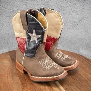 Red Hawk Texas Flag Western Boots Brown Size 7 Toddler